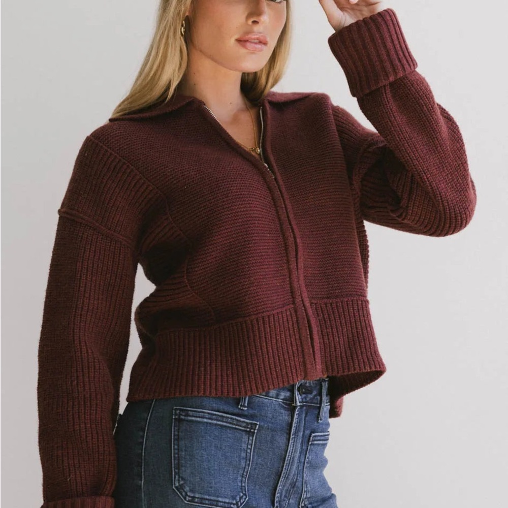 Bohme Hailie Zip Up Cardigan in Brick